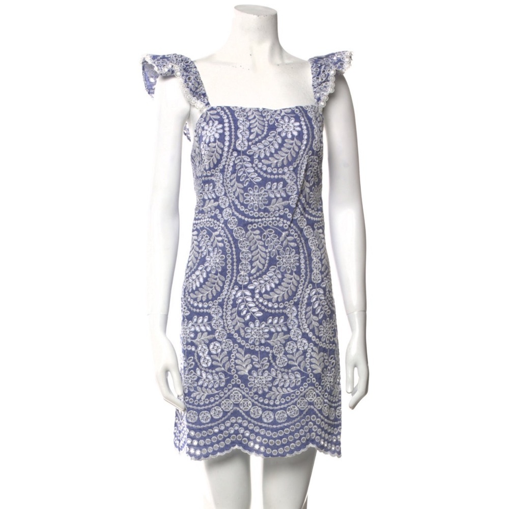 NWT Alice + Olivia embroidered chambray mini dress size 8